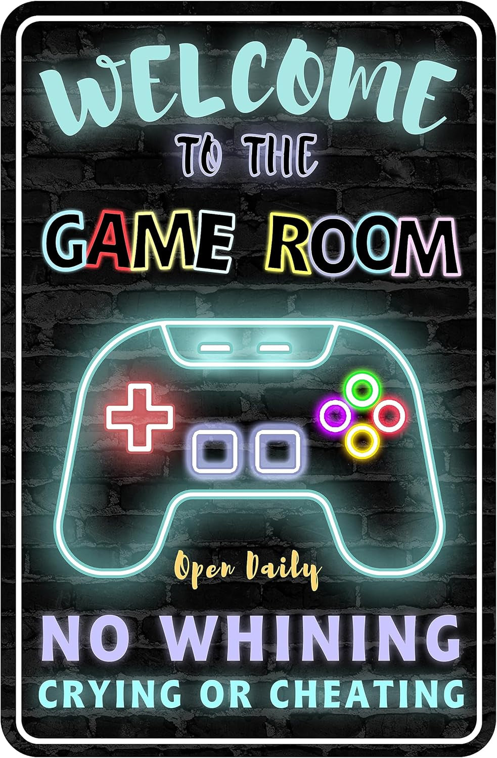 Gaming Room Metal Sign Gamer Wall Decor for Boys Game Room Bedroom Gamers Aluminum Rust 12" X 8"
