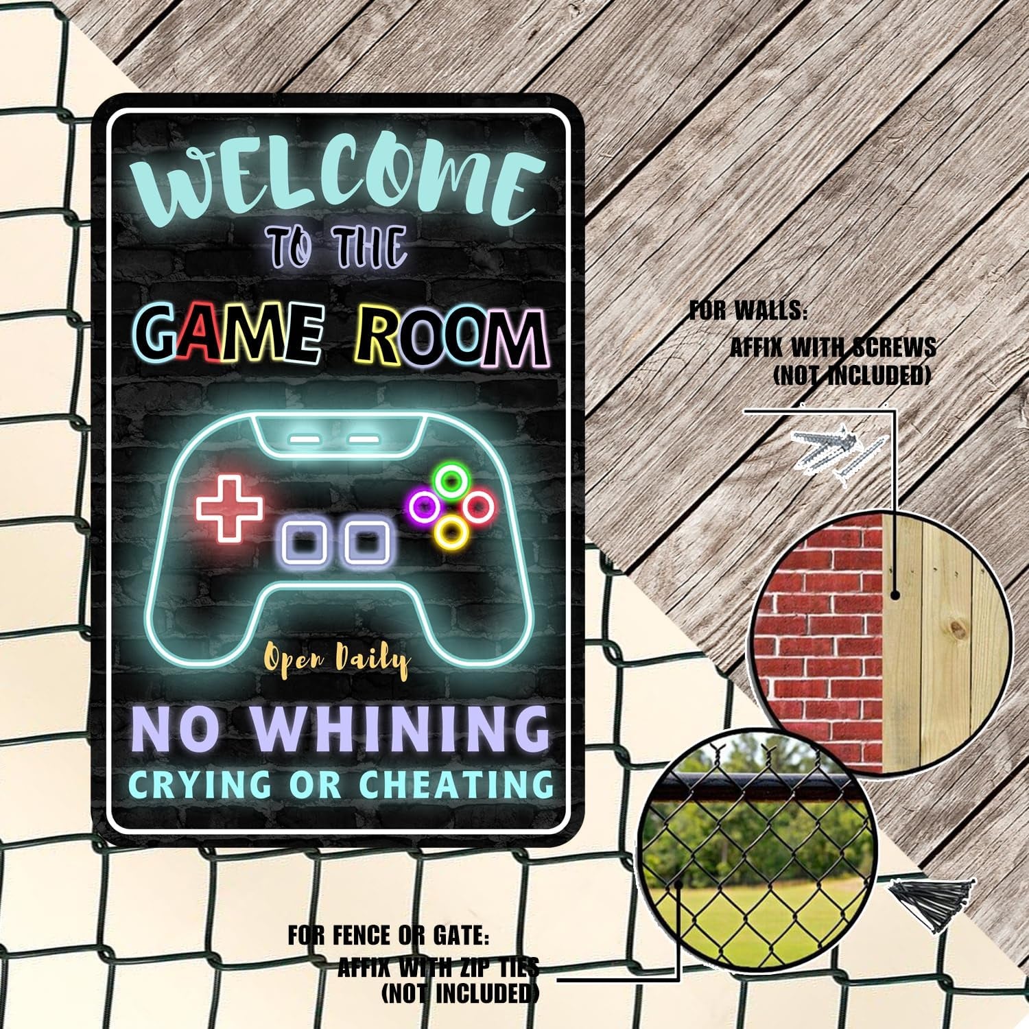 Gaming Room Metal Sign Gamer Wall Decor for Boys Game Room Bedroom Gamers Aluminum Rust 12" X 8"